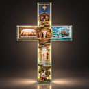 Obra-Prima em Formato de Cruz Iluminada — As Passagens de Jesus Cristo 60x45